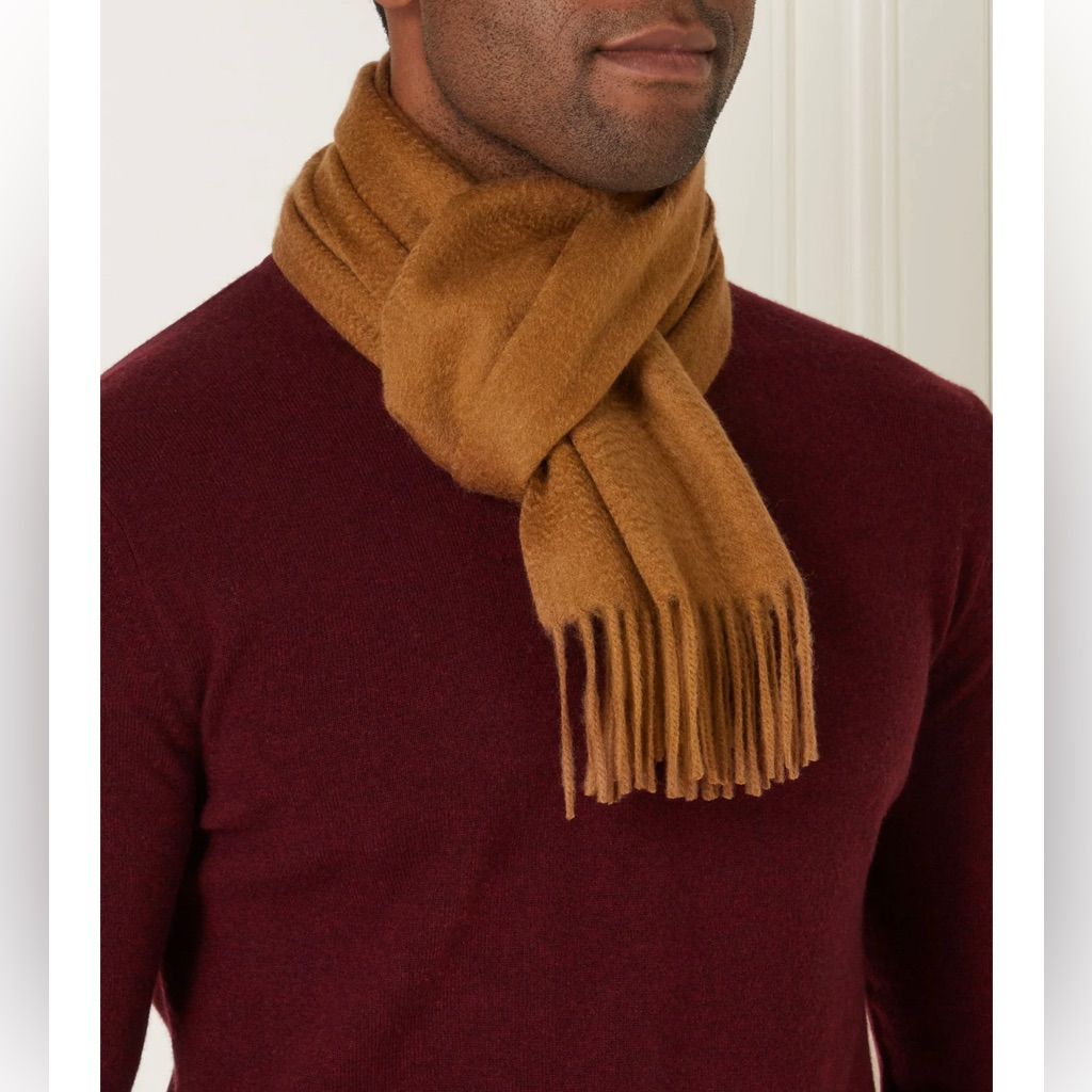 N. Peal London Unisex Woven Cashmere Vicuna Brown Scarf
